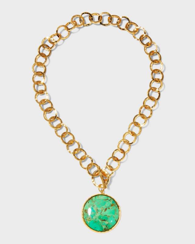 Green Turquoise Bezel Pendant Necklace