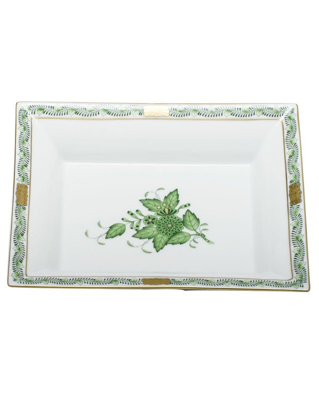 Chinese Bouquet Green Jewelry Tray