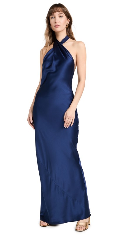 Amanda Uprichard Jade Silk Dress Navy