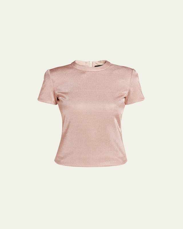 Metallic Short-Sleeve Bonded Jersey Tee
