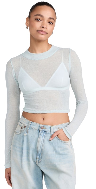 John Elliott Gauze Cropped Tee Sky