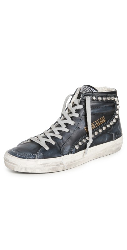 Golden Goose Studded Leather Slide Sneakers Black