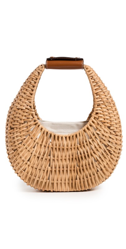 STAUD Mini Moon Wicker Bag Natural