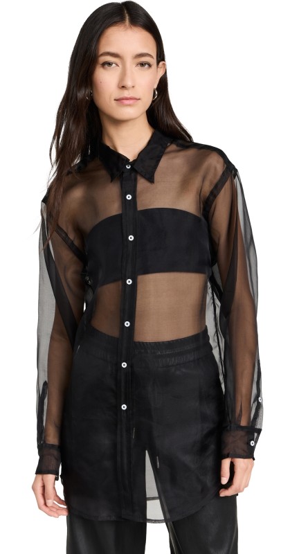 SPRWMN Oversized Shirt with No Pocket Black