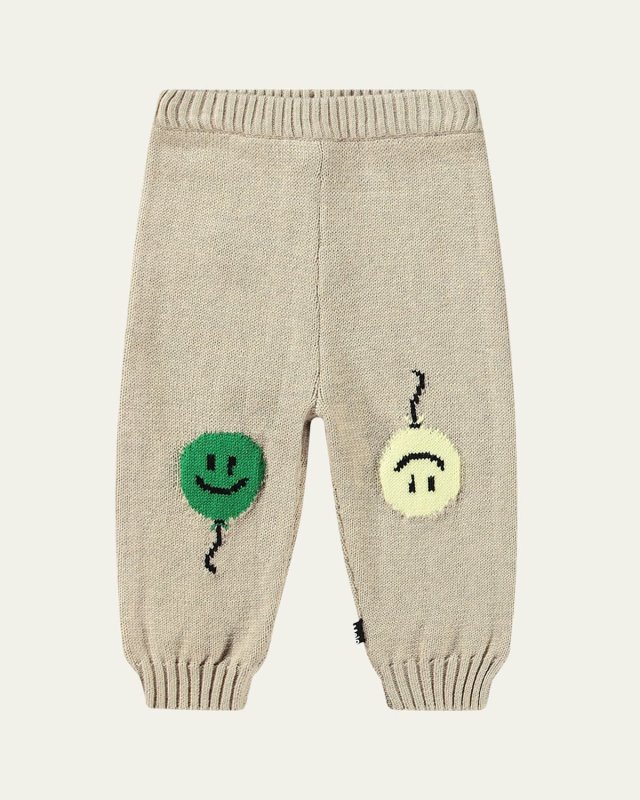 Boy's Sol Happy Face Intarsia Pants, Size 6M-2