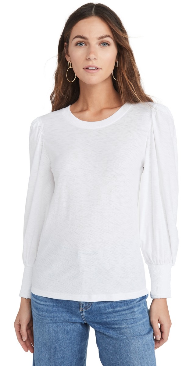 Nation LTD Loren Smocked Tee White