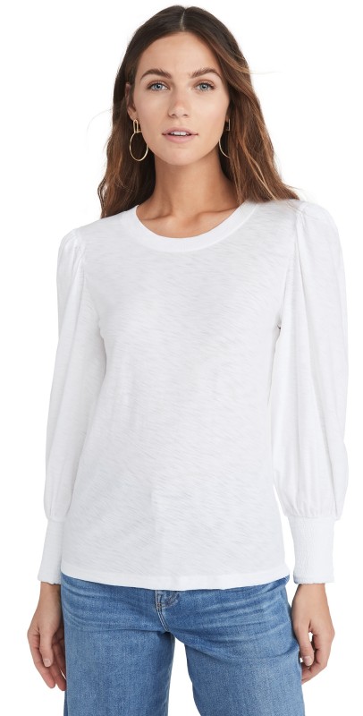 Nation LTD Loren Smocked Tee White
