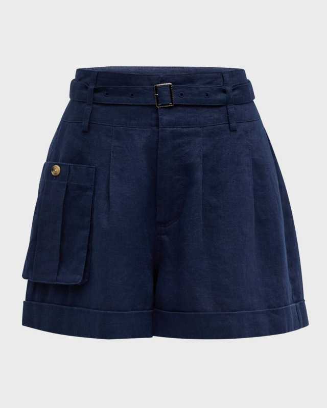 Heavyweight Linen High-Waisted Shorts