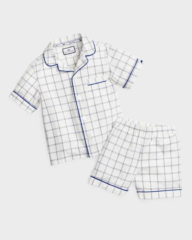 Kid's Classic Tattersall Pajama Set w/ Contrast Piping, Size 6M-14
