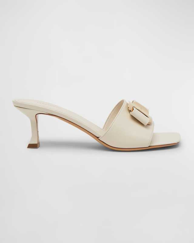 Zelie Leather Bow Mule Sandals