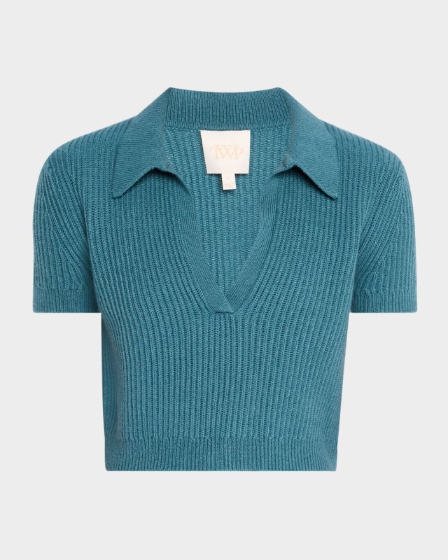 Margaux Rib-Knit Cashmere Polo