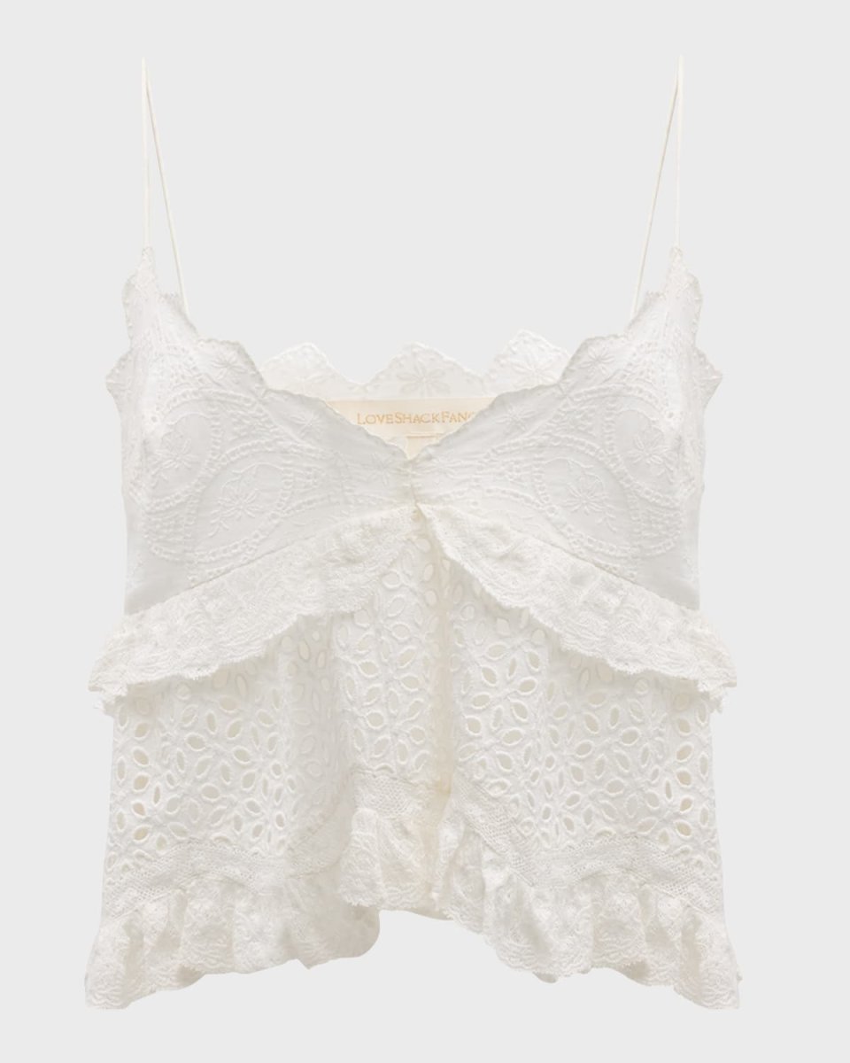 Senta Cotton Eyelet Peplum Cami Top