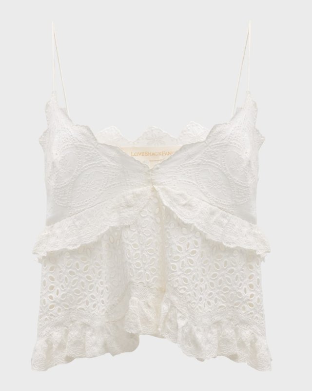 Senta Cotton Eyelet Peplum Cami Top
