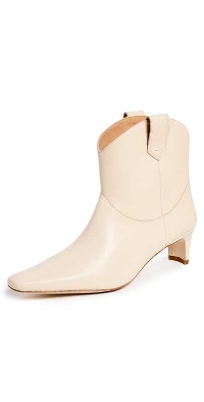 STAUD Western Wally Ankle Boots Cream