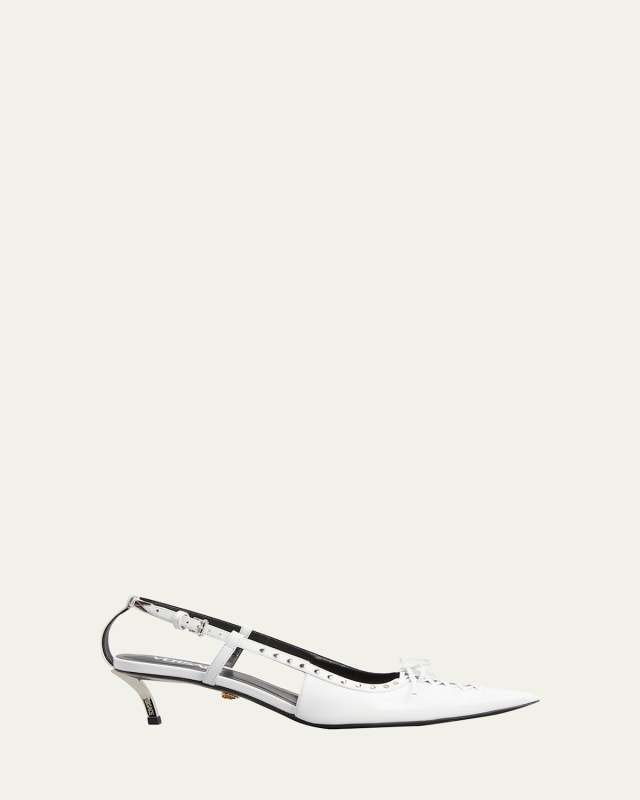 Corset Kitten-Heel Slingback Pumps