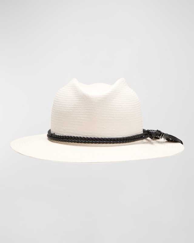 Elfi Straw Fedora With a Braided Leather Band