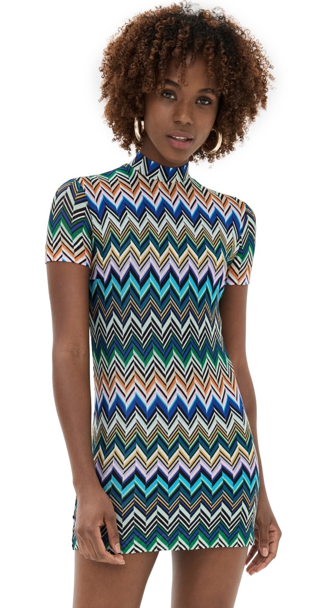 Missoni Short Dress Multicolor with Blue Base