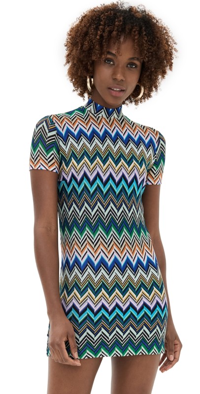 Missoni Short Dress Multicolor with Blue Base
