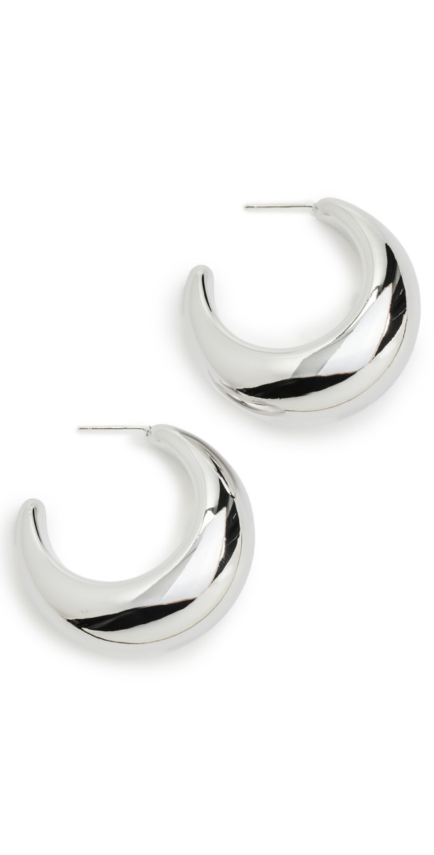 By Adina Eden Solid Graduated Dome Open Hoop Earrings Silver