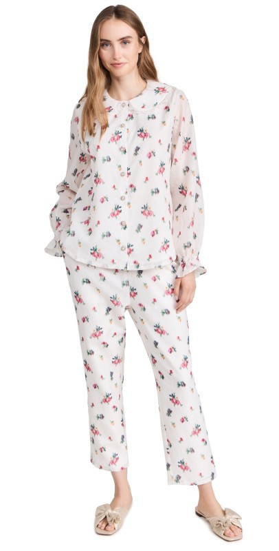 Hill House Home Rosemary Going Out Pajama Set Ivory Ikat