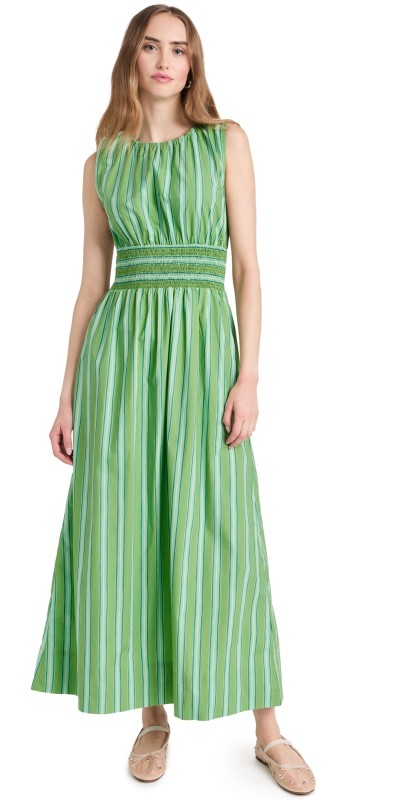 FAITHFULL THE BRAND Cira Maxi Dress Akaia Stripe- Green