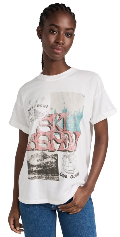 Girl Dangerous Ski Aspen Boyfriend Tee Vintage White