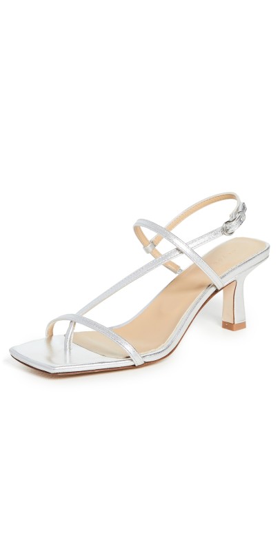 AEYDE Elise Strappy Sandals Laminated Silver