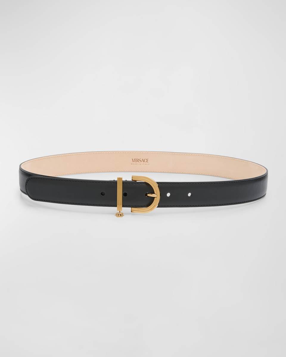 Medusa Charm Leather & Brass Belt