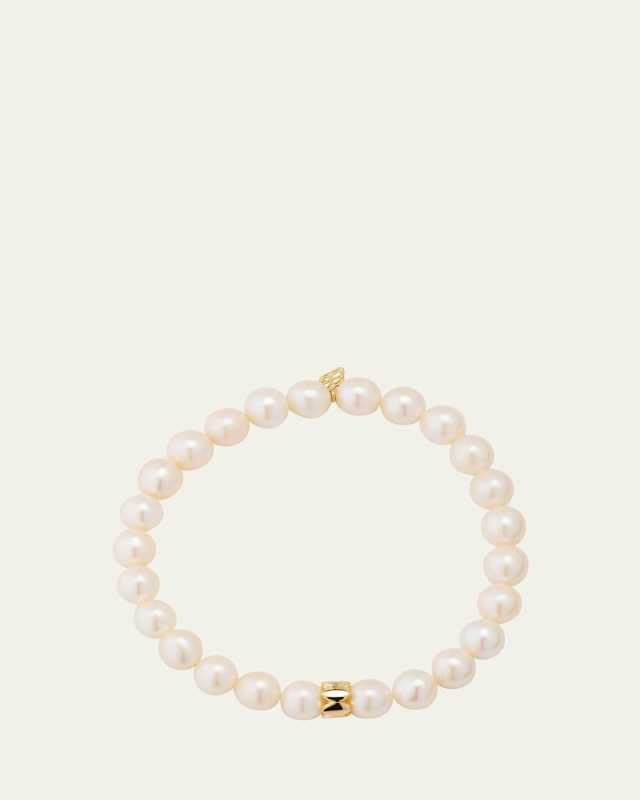 14k Yellow Gold Marquis Rondelle & Pearl Bracelet