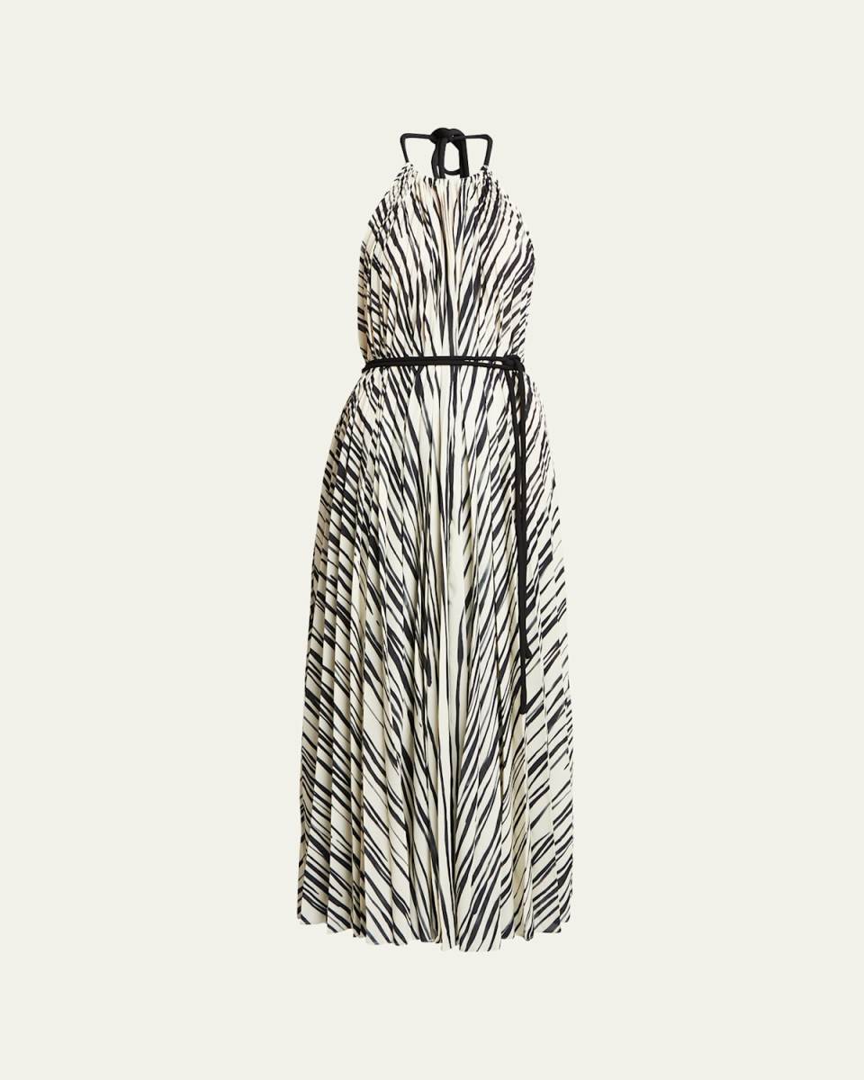 Frida Striped Belted Halter Maxi Dress