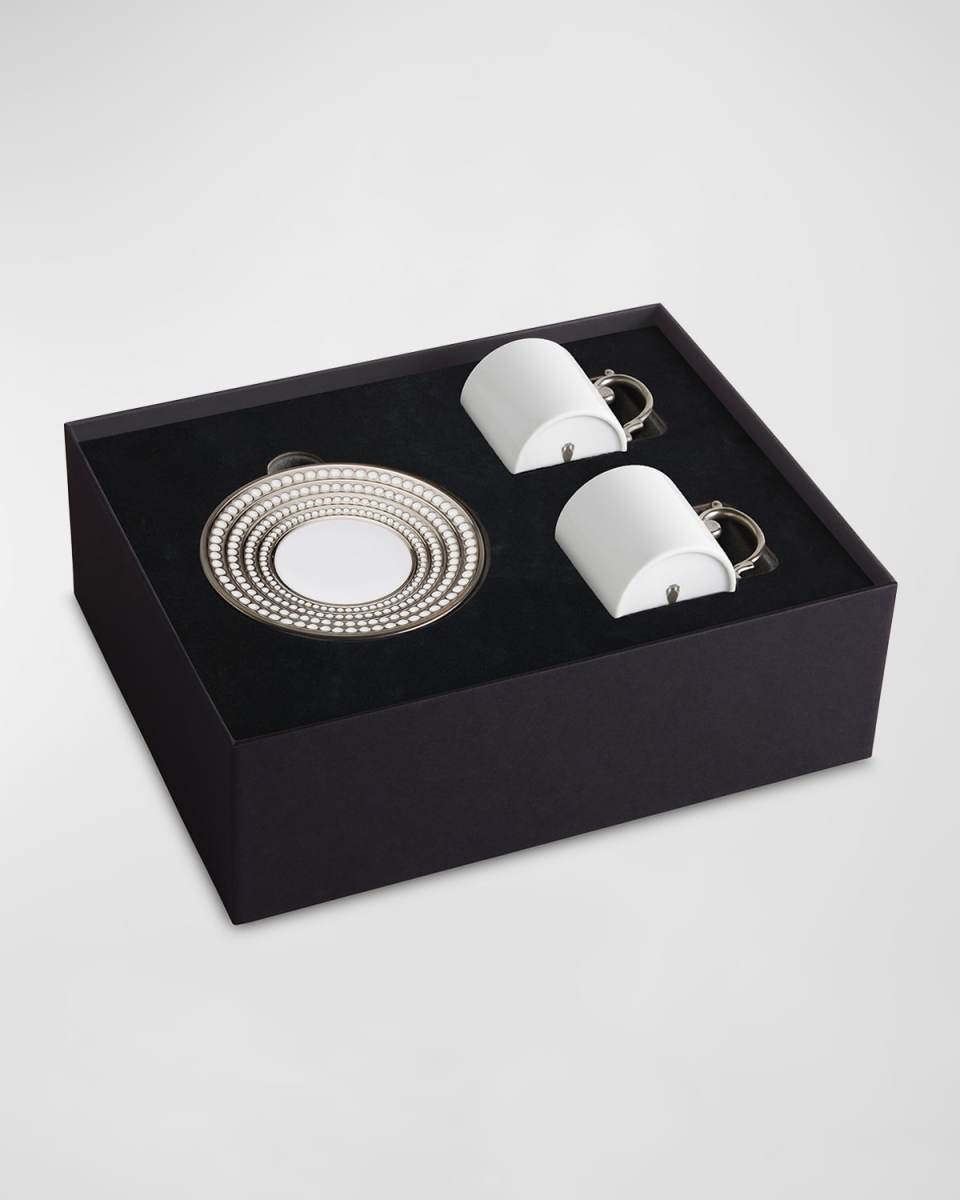 Perlee Silver 3-Piece Espresso Cup & Saucer Set