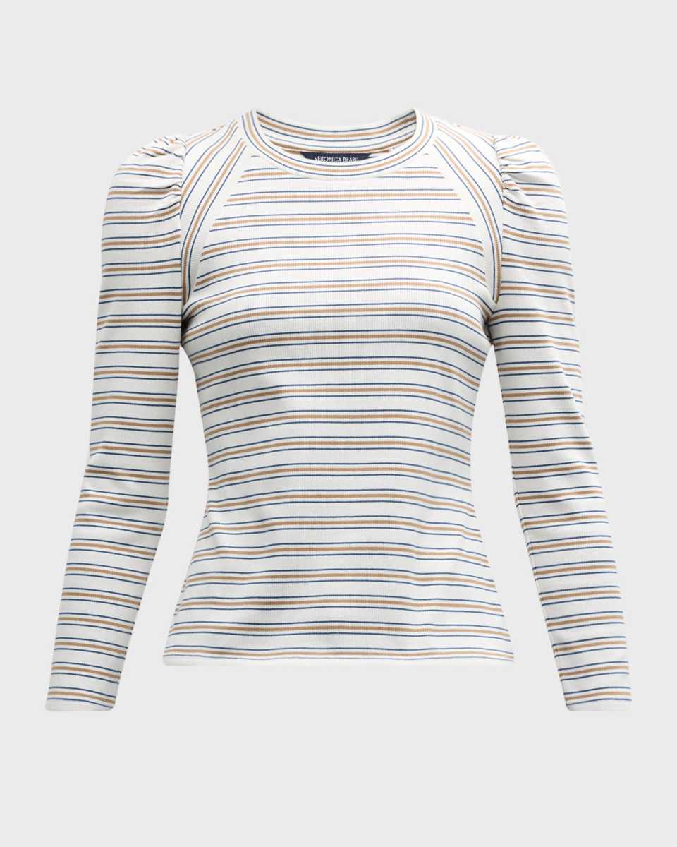 Delano Stripe Puff-Sleeve Top