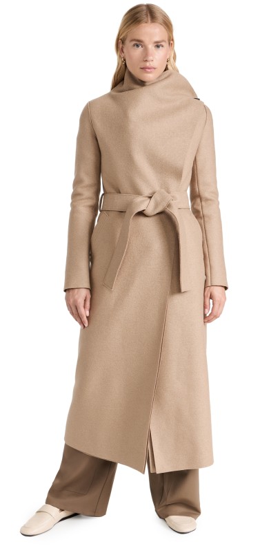 Harris Wharf London Long Volcano Coat Pressed Wool Tan