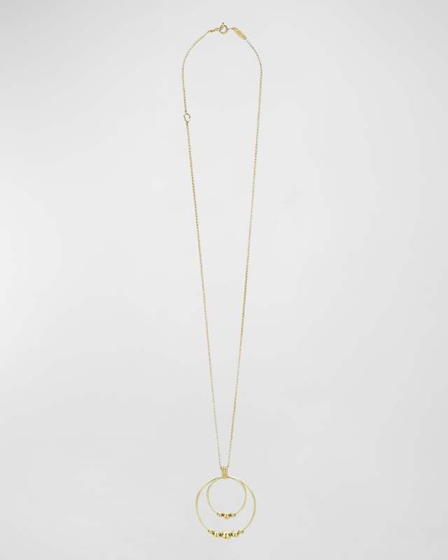 Caviar 18k Gold 2-Circle Pendant Necklace