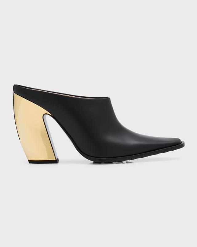 Tex Leather Metallic Mules