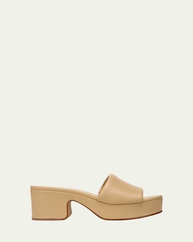 Margo Leather Block-Heel Slide Sandals
