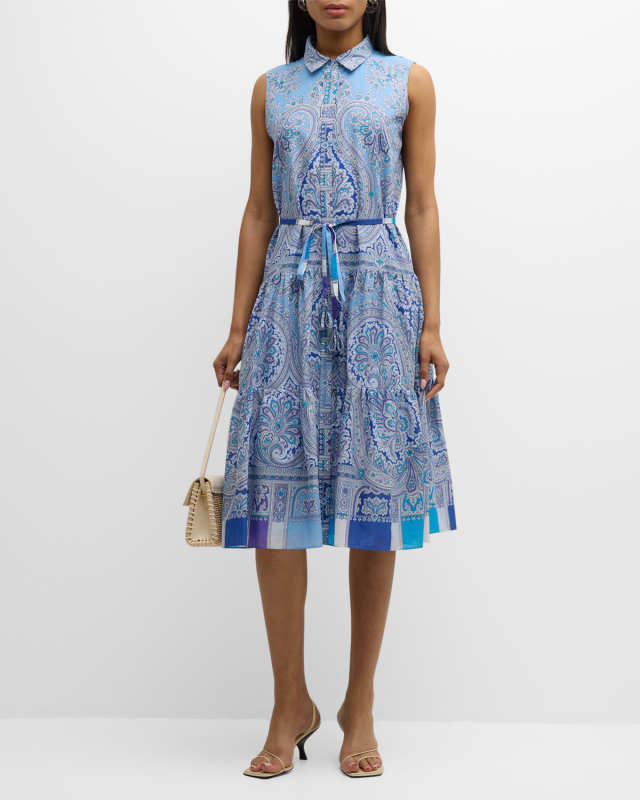 Vivi Tiered Paisley-Print Midi Shirtdress
