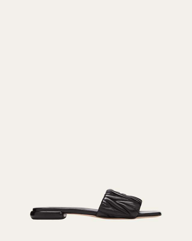 Leather Flat Slide Sandals