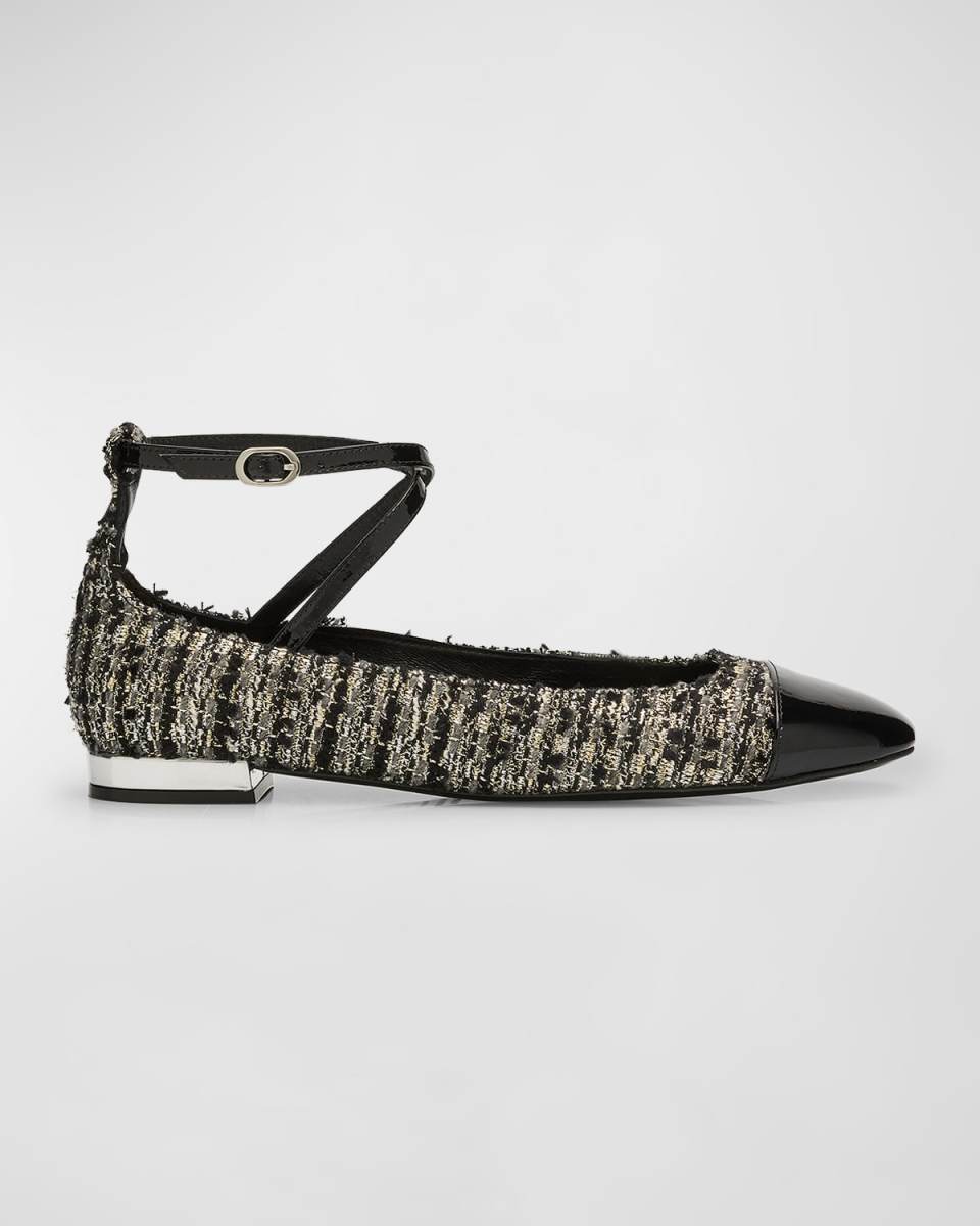 Eden Tweed Crisscross Ballerina Flats