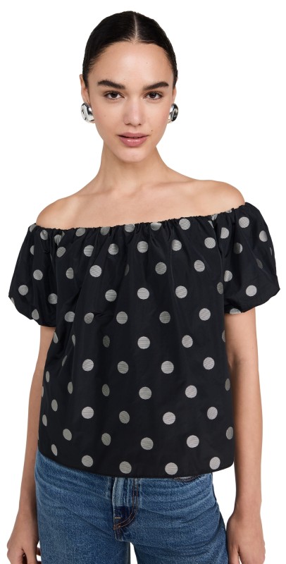 Tanya Taylor Amaris Top Black/Cream Multi
