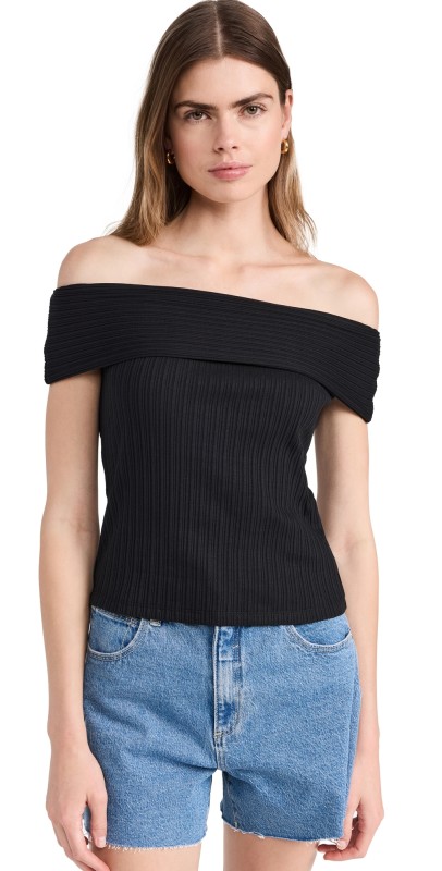 Madewell Ribbed Off-the-Shoulder Top True Black