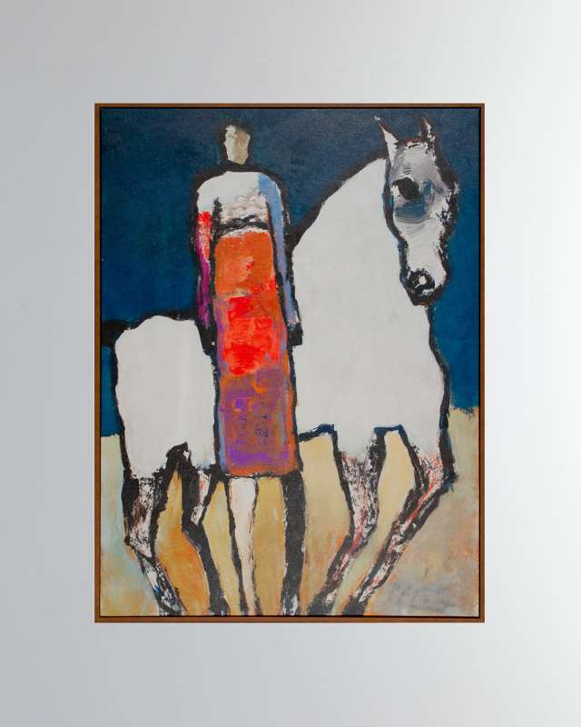 "White Horse Orange Rider" Wall Art