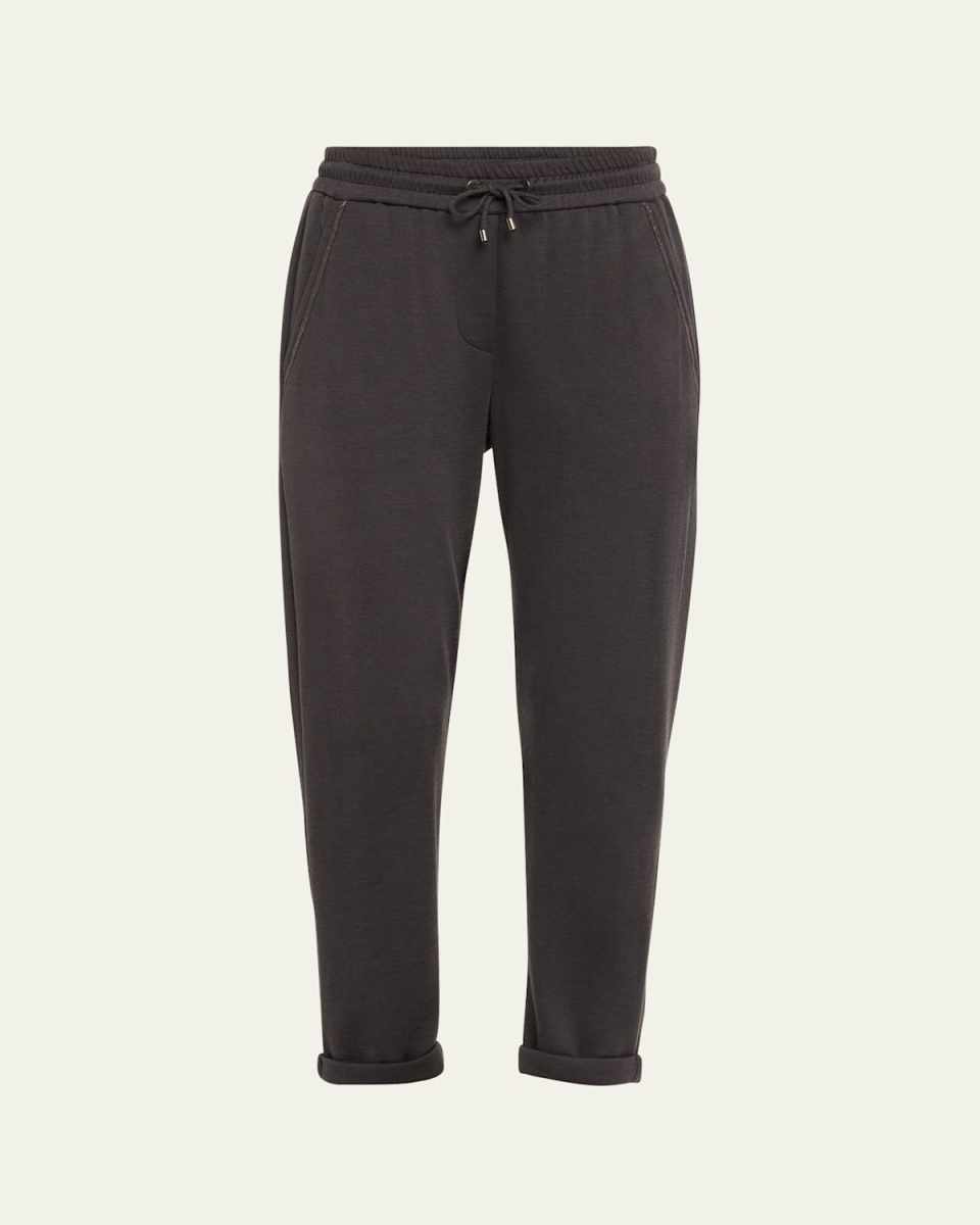Cotton Silk Joggers with Monili Pocket Tri