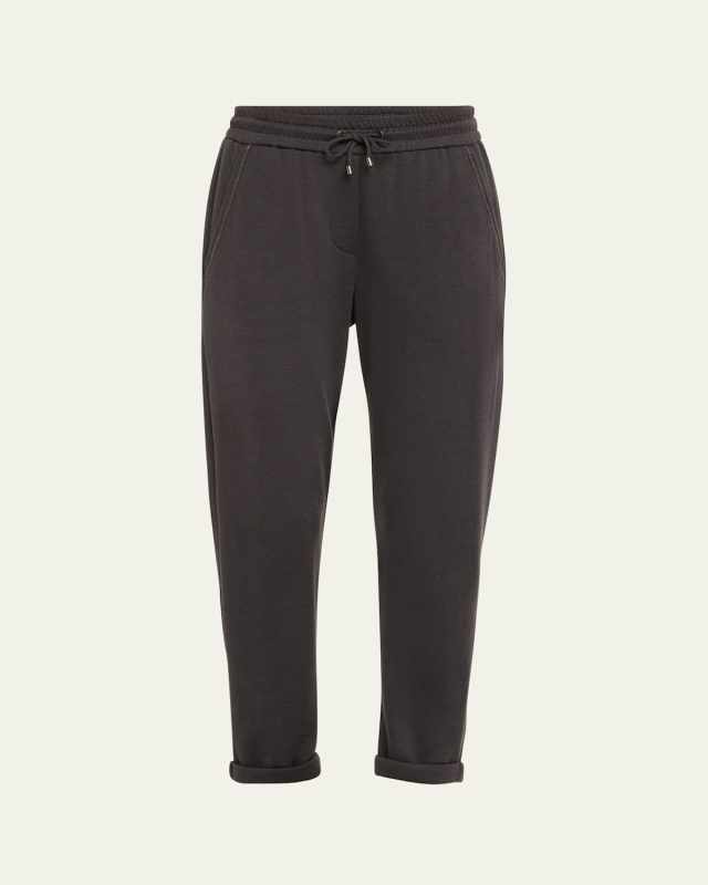 Cotton Silk Joggers with Monili Pocket Tri