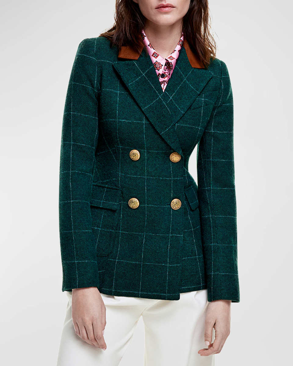 Windowpane Wool-Blend Wedding Blazer