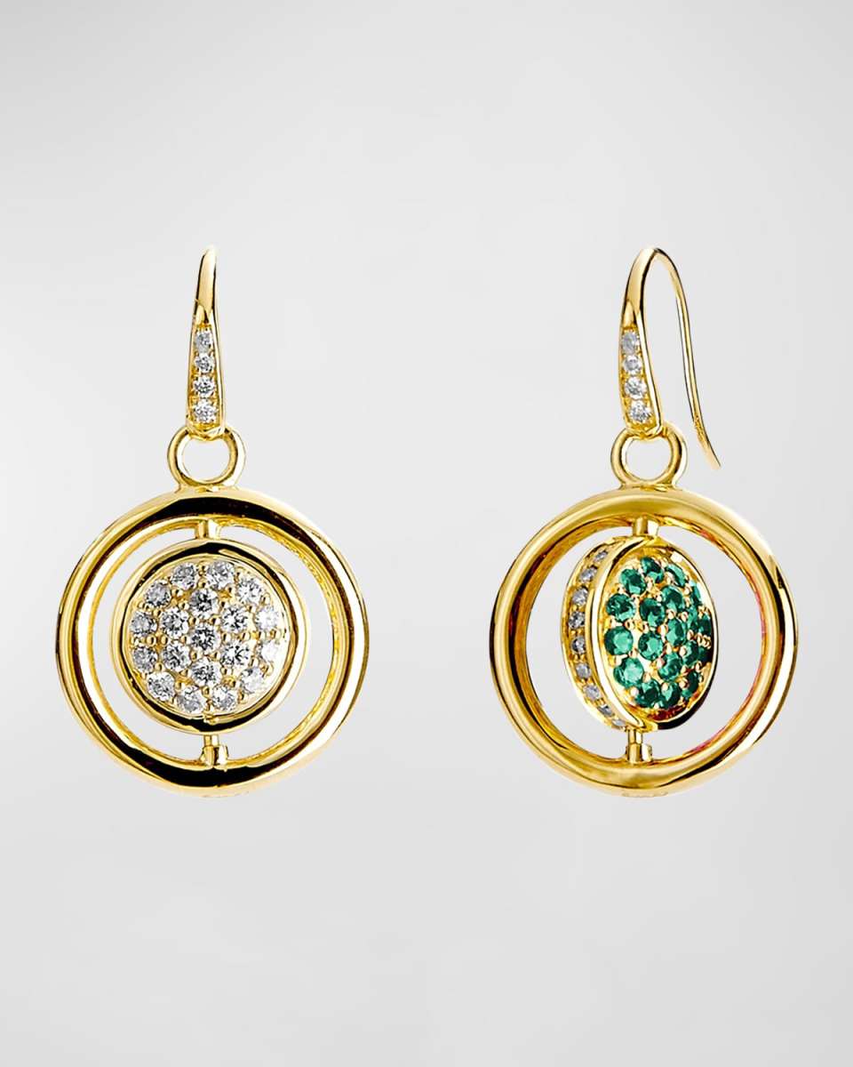 18K Yellow Gold Reversible Diamond Drop Earrings