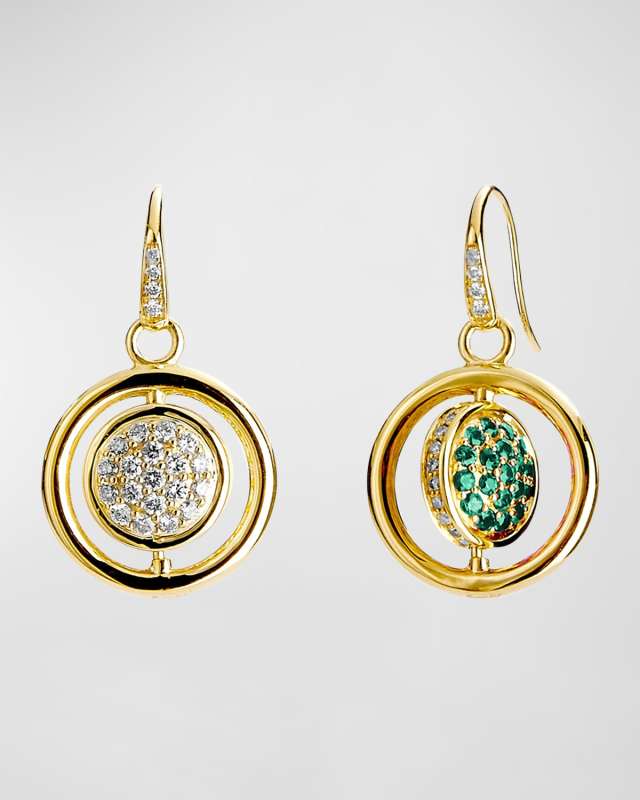 18K Yellow Gold Reversible Diamond Drop Earrings