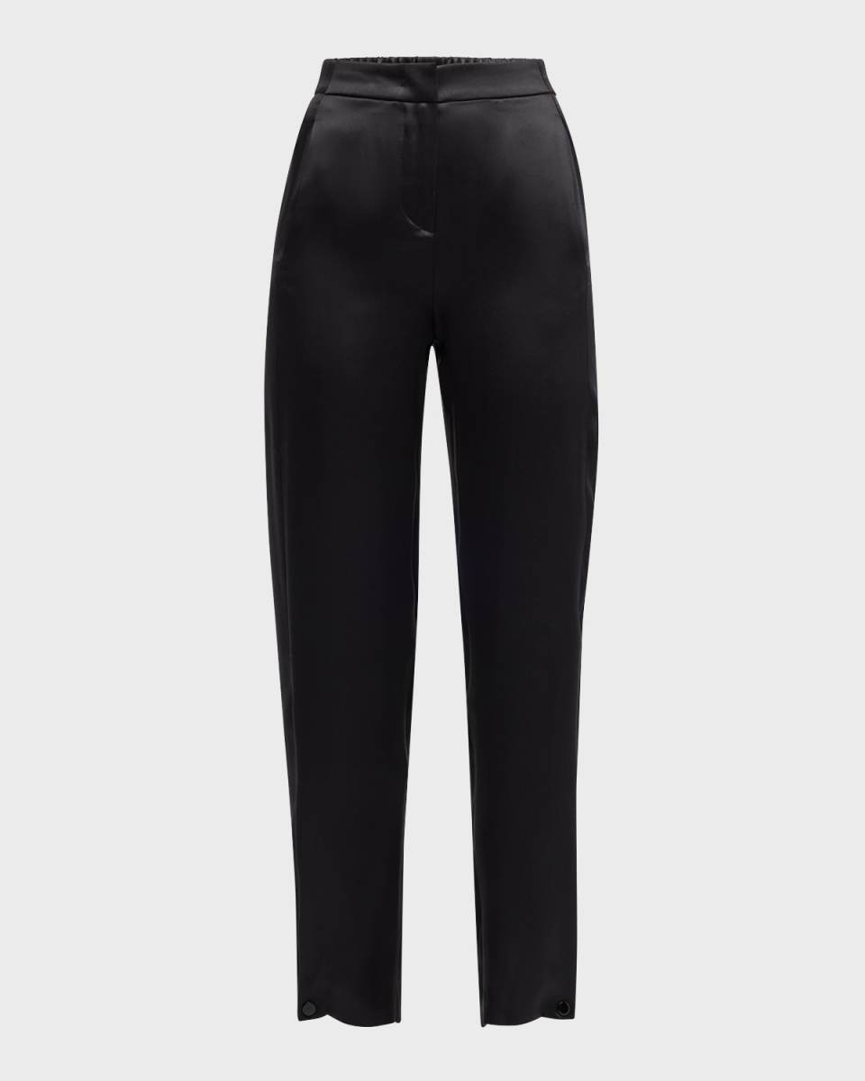 Flat-Front Straight-Leg Satin Trousers