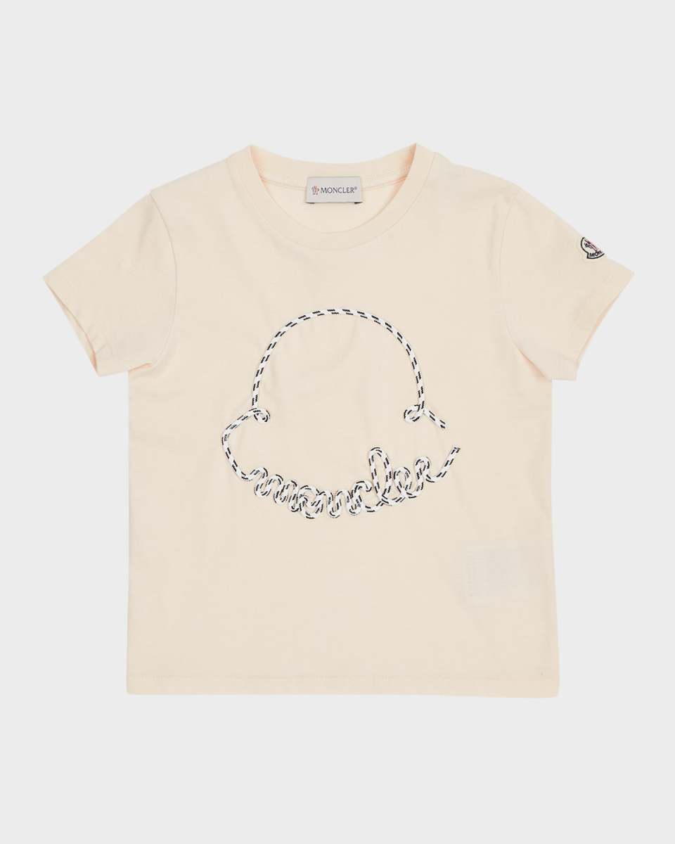 Girl's Cord Appliqué Logo Short-Sleeve T-Shirt, Size 8-14