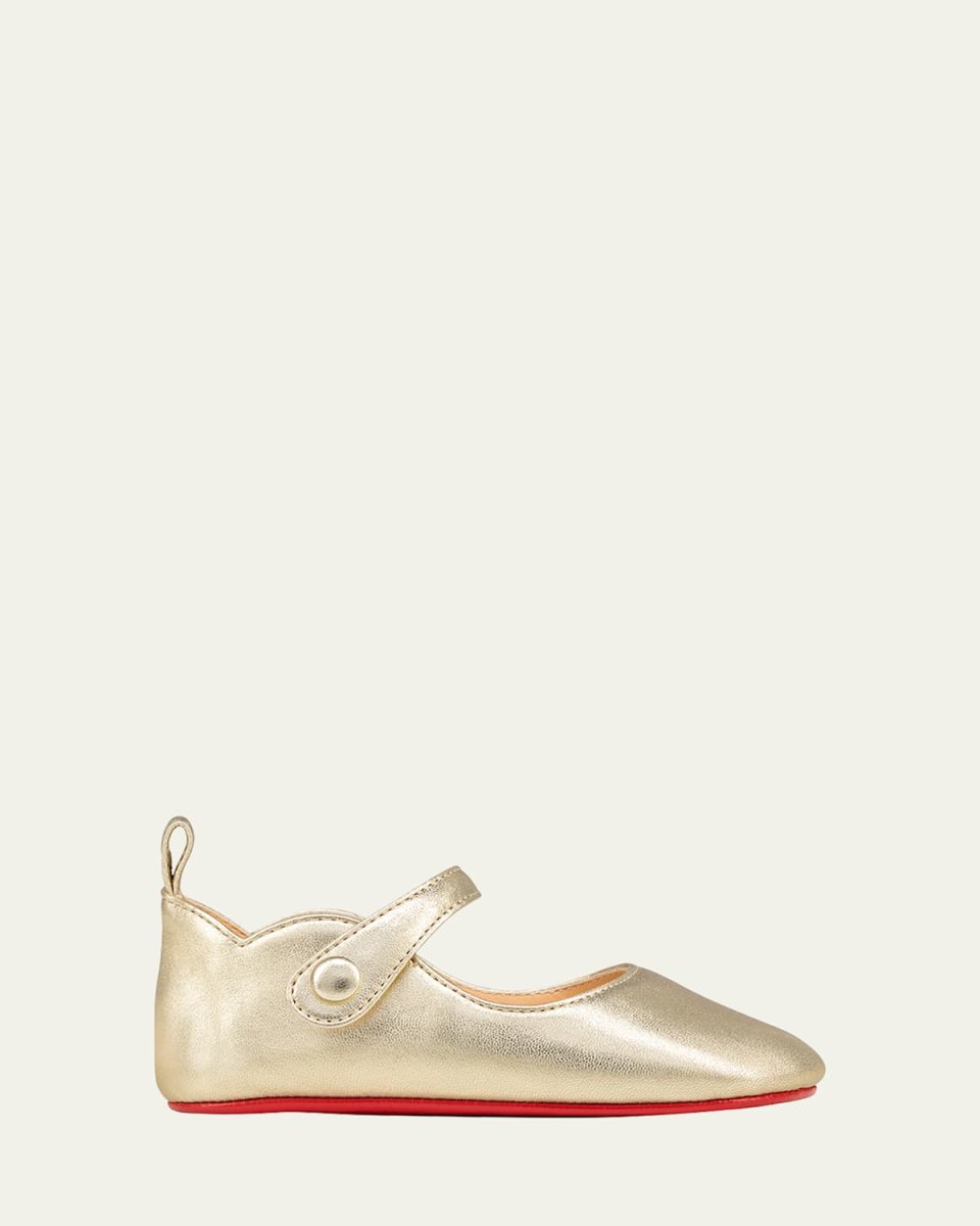 Girl's Love Chick Metallic Leather Ballerina Shoes,